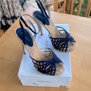 Calvin Klein blue side heels